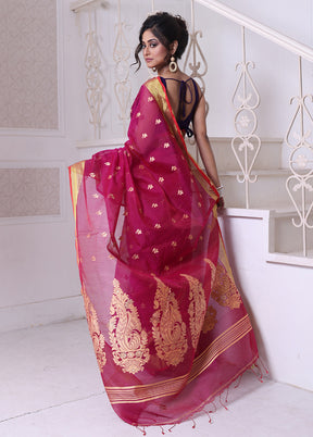 Purple Pure Cotton Saree With Blouse Piece