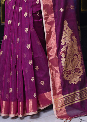 Purple Pure Cotton Saree With Blouse Piece