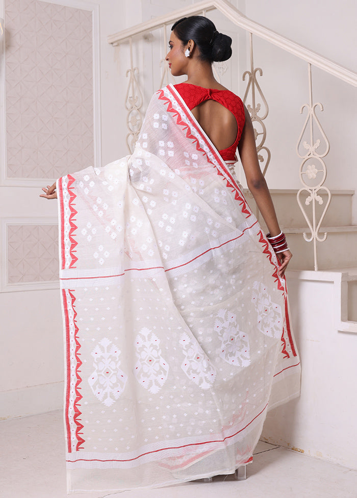 Off White Pure Cotton Texture Saree Without Blouse Piece