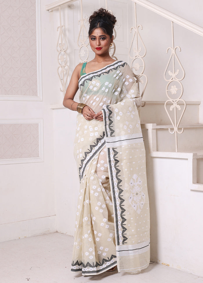 Beige Pure Cotton Texture Saree Without Blouse Piece