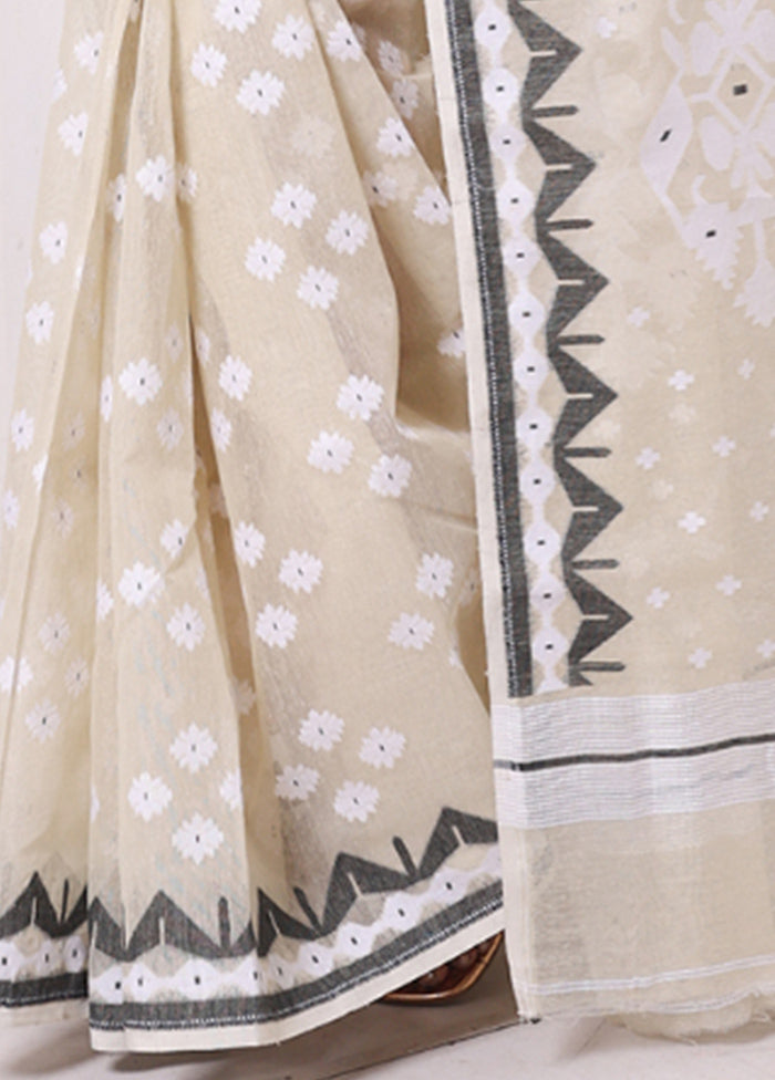 Beige Pure Cotton Texture Saree Without Blouse Piece