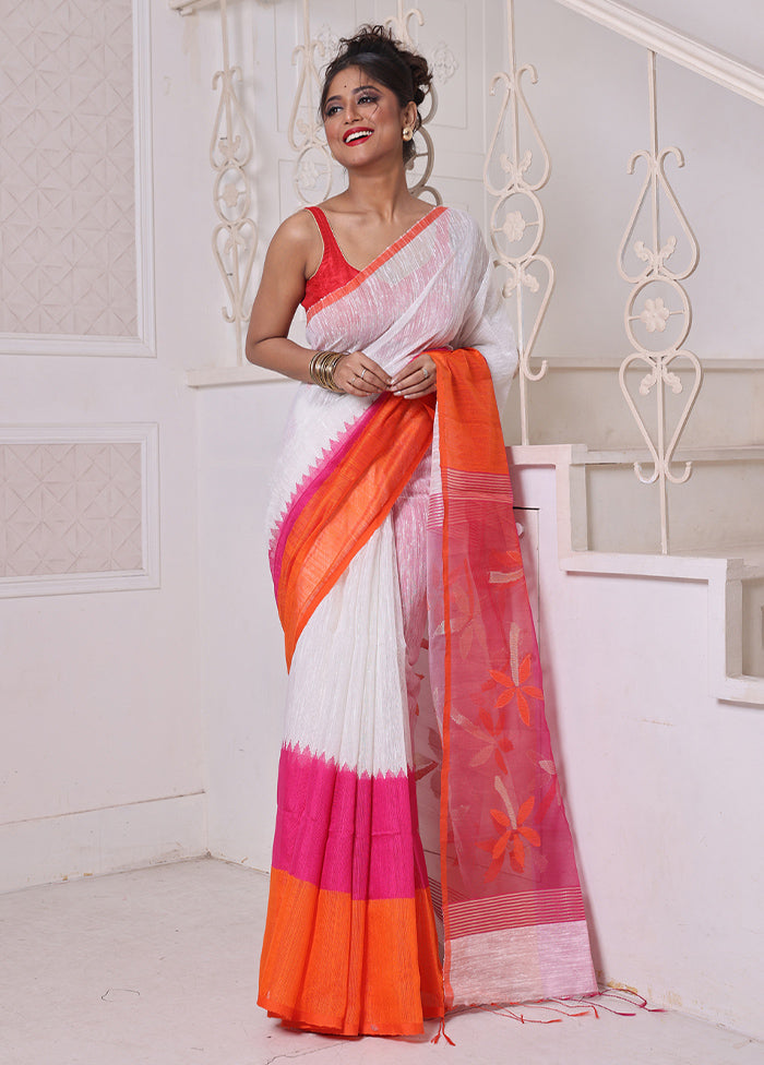 Off White Matka Pure Silk Saree With Blouse Piece