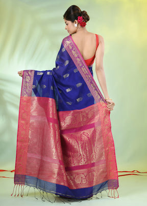 Blue Pure Cotton Saree With Blouse Piece