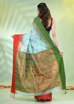 Sea Green Pure Cotton Saree With Blouse Piece