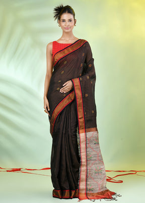 Black Pure Cotton Saree With Blouse Piece