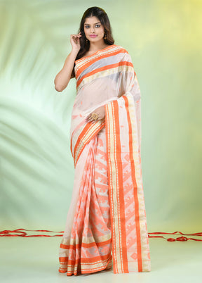 Off White Pure Cotton Paisley Woven Saree Without Blouse Piece