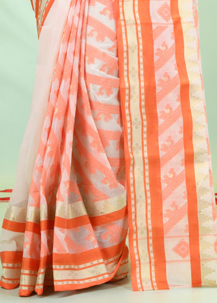 Off White Pure Cotton Paisley Woven Saree Without Blouse Piece