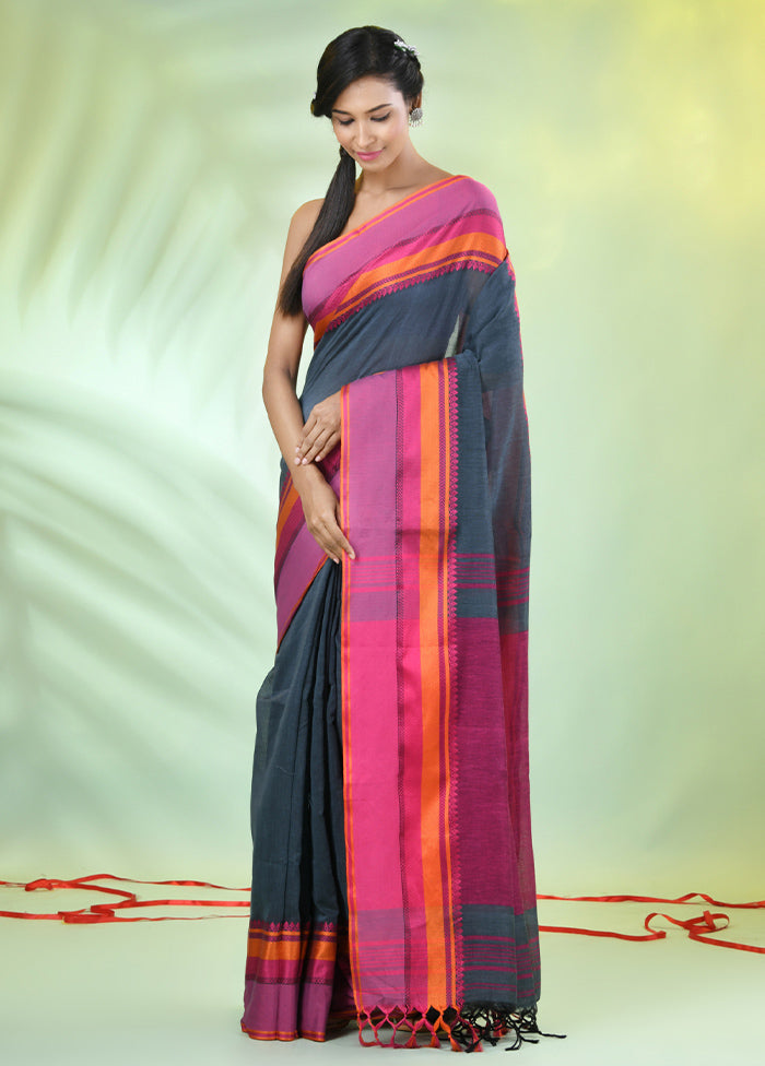 Grey Cotton Saree With Blouse Piece