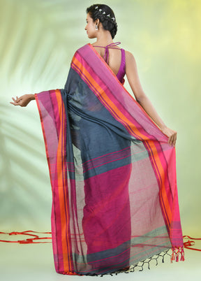 Grey Cotton Saree With Blouse Piece