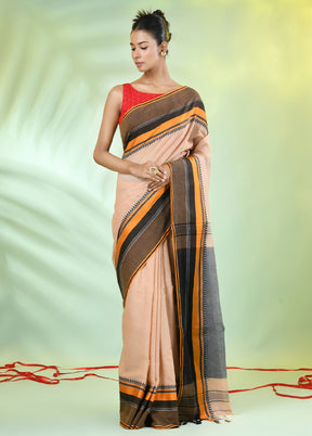 Beige Cotton Saree With Blouse Piece