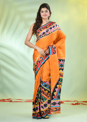 Yellow Dupion Pure Silk Saree With Blouse Piece