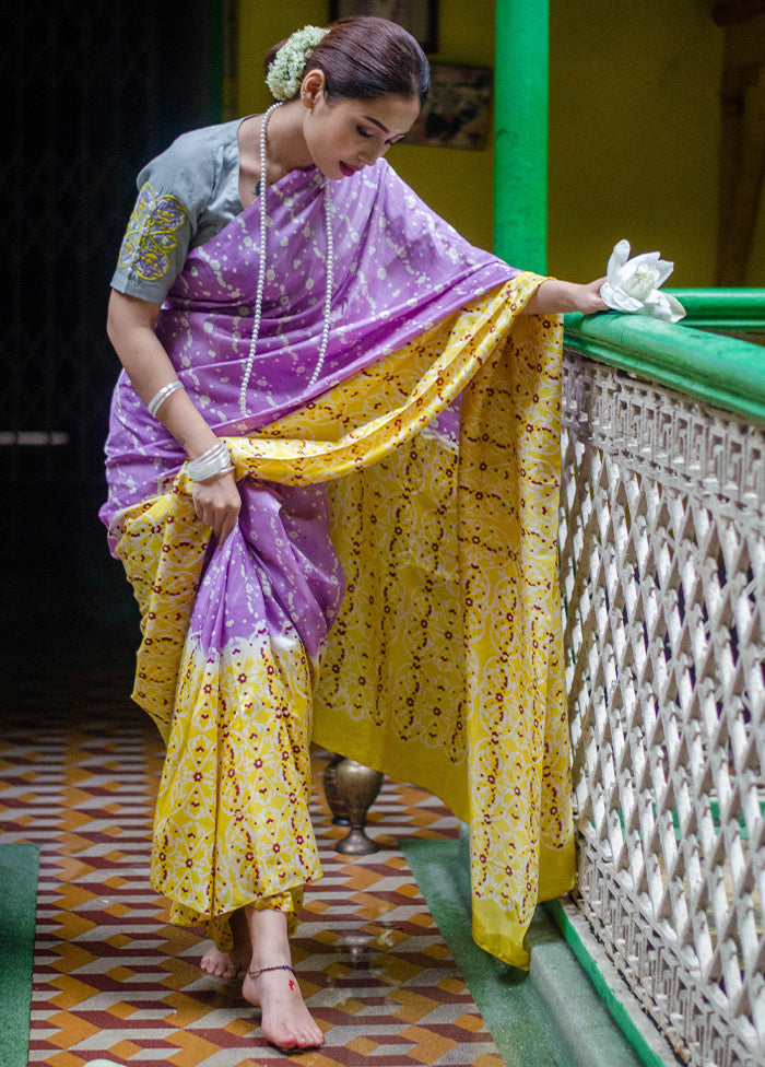 Mauve Mulberry Silk Saree With Blouse Piece - Indian Silk House Agencies