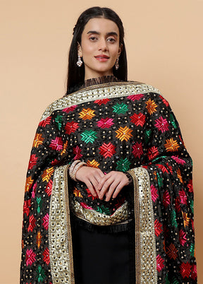 Black Chinon Phulkari Work Dupatta