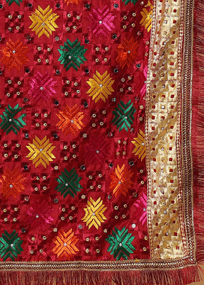 Maroon Chinon Phulkari Work Dupatta