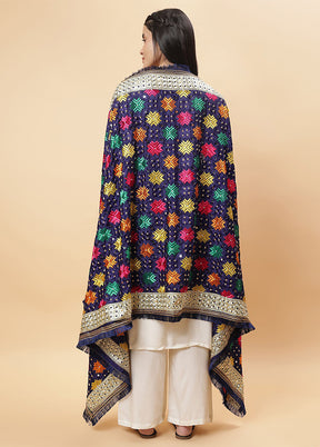 Blue Chinon Phulkari Work Dupatta