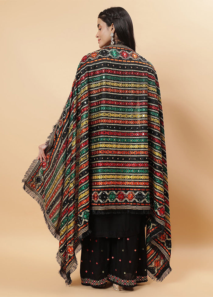 Black Chinon Phulkari Work Dupatta