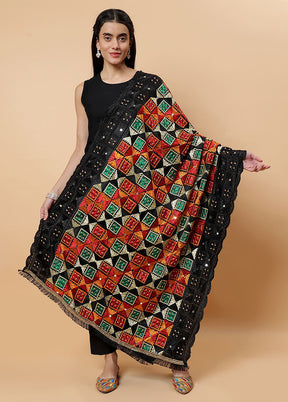 Black Chinon Phulkari Work Dupatta