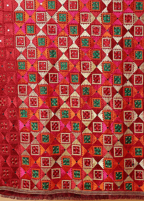 Maroon Chinon Phulkari Work Dupatta