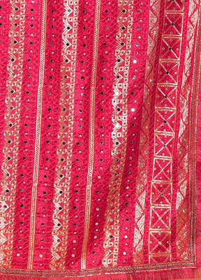 Magenta Chinon Phulkari Work Dupatta