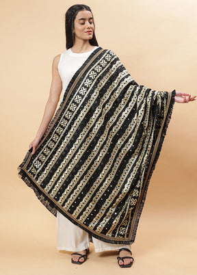 Black Chinon Phulkari Work Dupatta