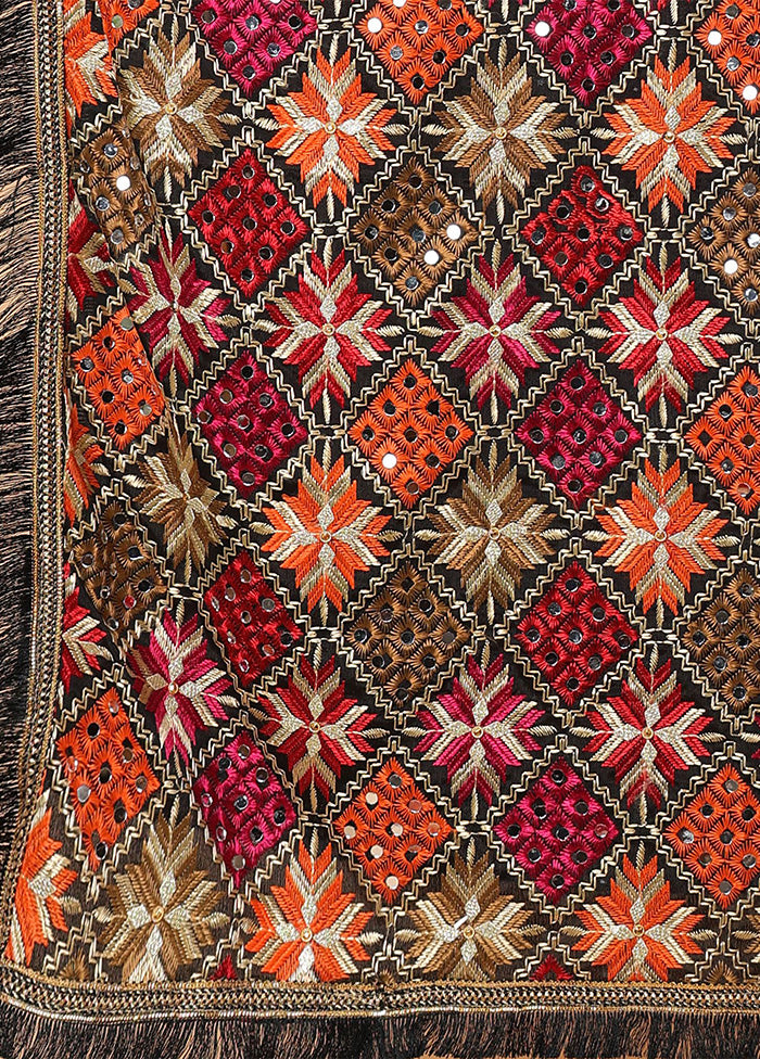 Black Chinon Phulkari Work Dupatta