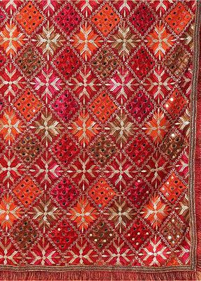 Maroon Chinon Phulkari Work Dupatta