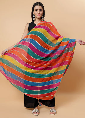 Multicolor Chinon Gota Work Dupatta