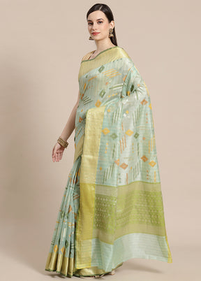 Green Silk Zari Saree Without Blouse Piece