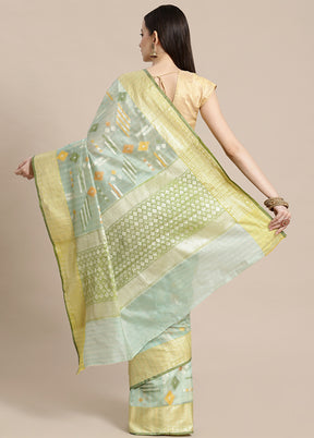 Green Silk Zari Saree Without Blouse Piece