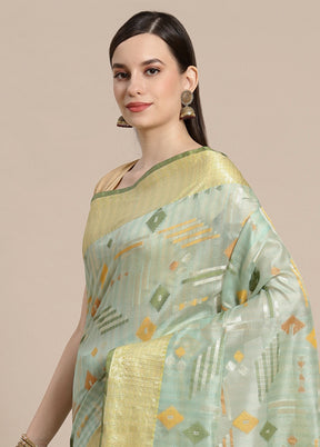 Green Silk Zari Saree Without Blouse Piece