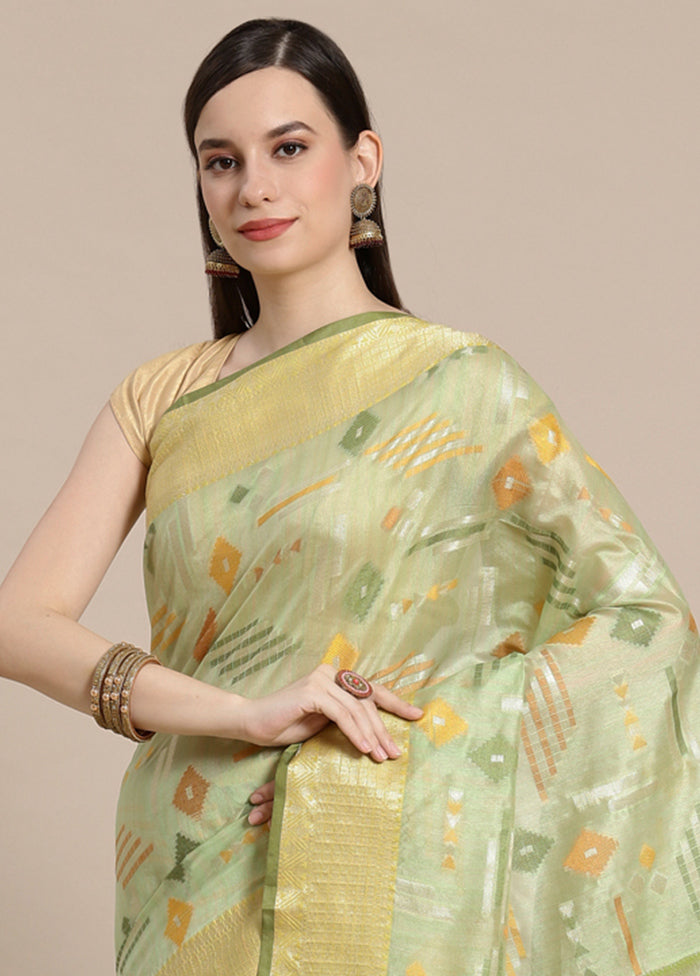 Green Silk Zari Saree Without Blouse Piece