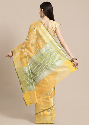 Yellow Silk Zari Saree Without Blouse Piece - Indian Silk House Agencies