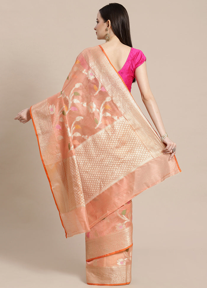 Pink Silk Zari Saree Without Blouse Piece