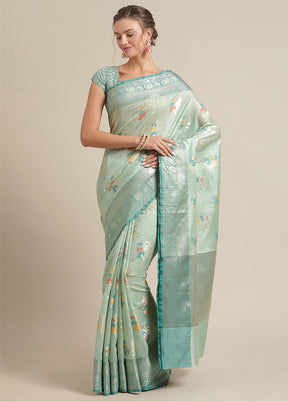 Green Silk Zari Saree Without Blouse Piece