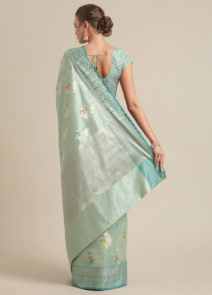 Green Silk Zari Saree Without Blouse Piece