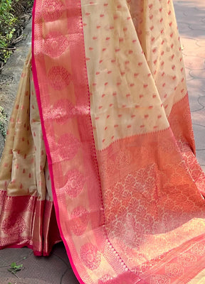 Chiku Dupion Silk Saree With Blouse Piece - Indian Silk House Agencies