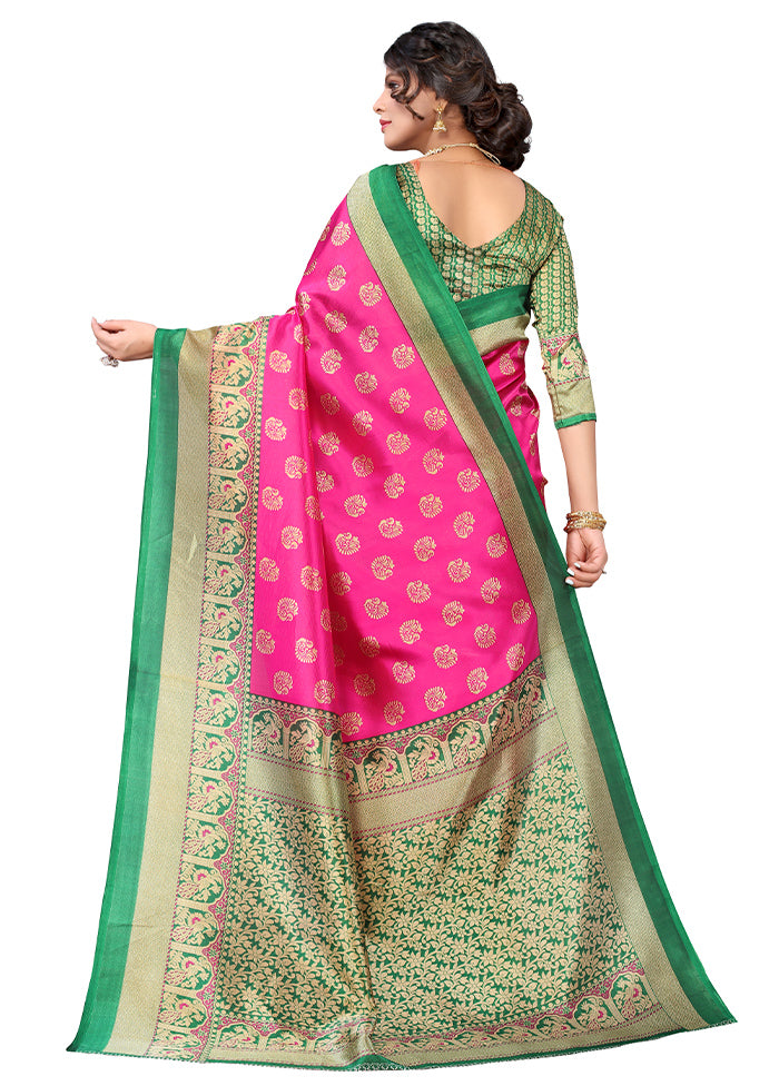 Pink Dupion Silk Saree With Blouse Piece