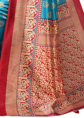 Rama Dupion Silk Saree With Blouse Piece