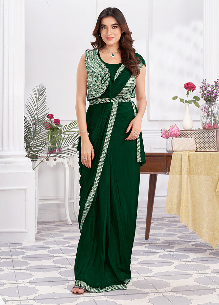 Green Georgette Saree With Blouse Piece