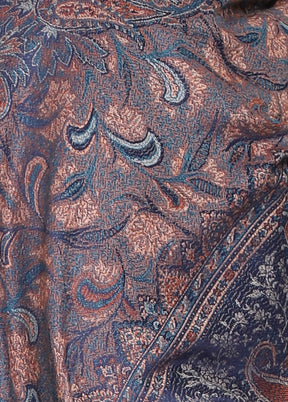 Navy Blue Poly Wool Woven Shawl - Indian Silk House Agencies