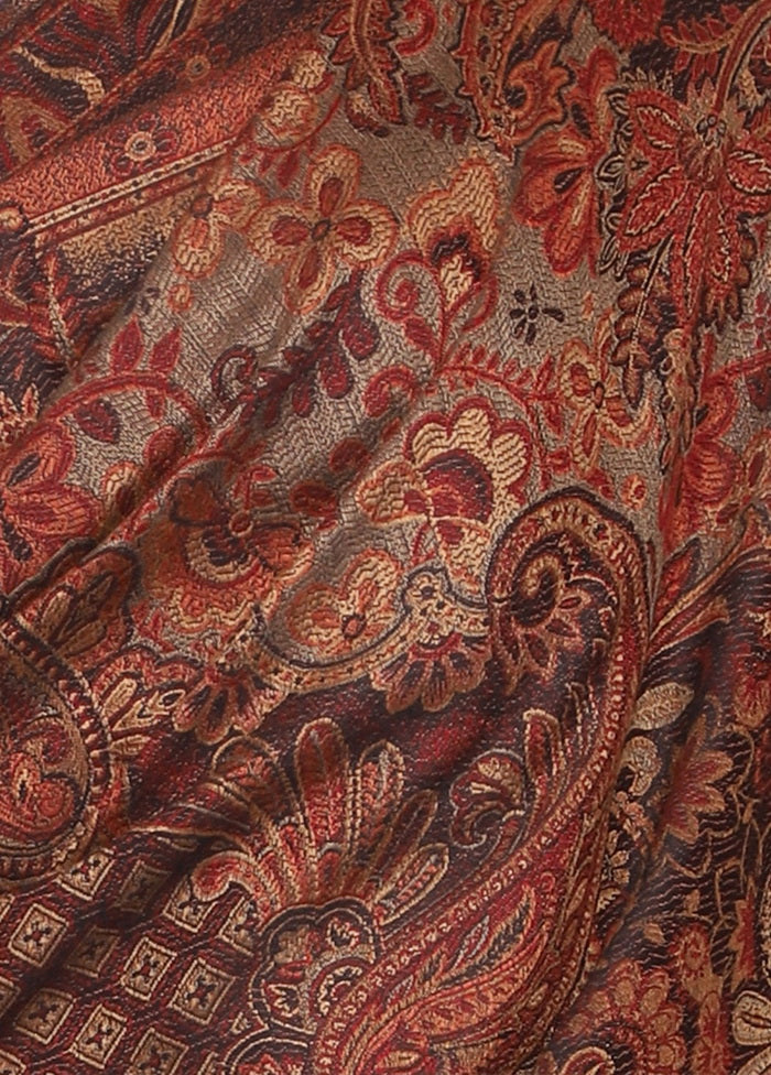 Brown Poly Wool Woven Shawl - Indian Silk House Agencies