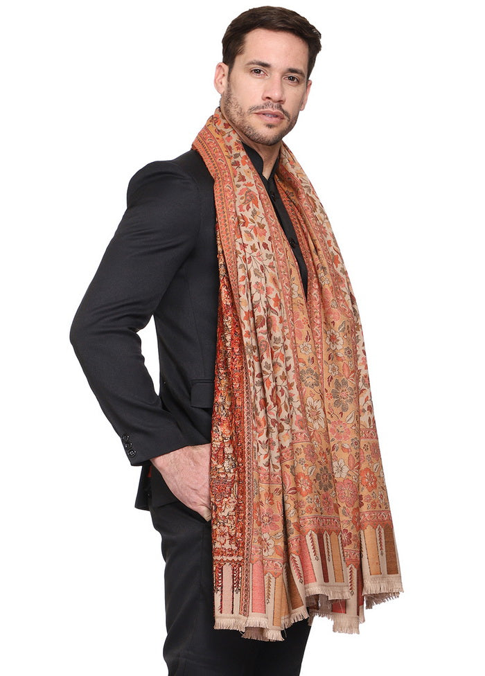 Beige Acrylic Wool Woven Shawl - Indian Silk House Agencies
