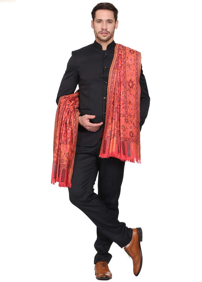 Red Acrylic Wool Woven Shawl - Indian Silk House Agencies