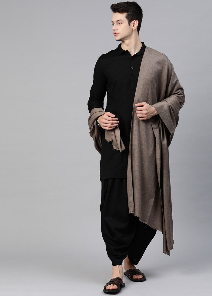 Dark Grey Poly Wool Solid Shawl - Indian Silk House Agencies