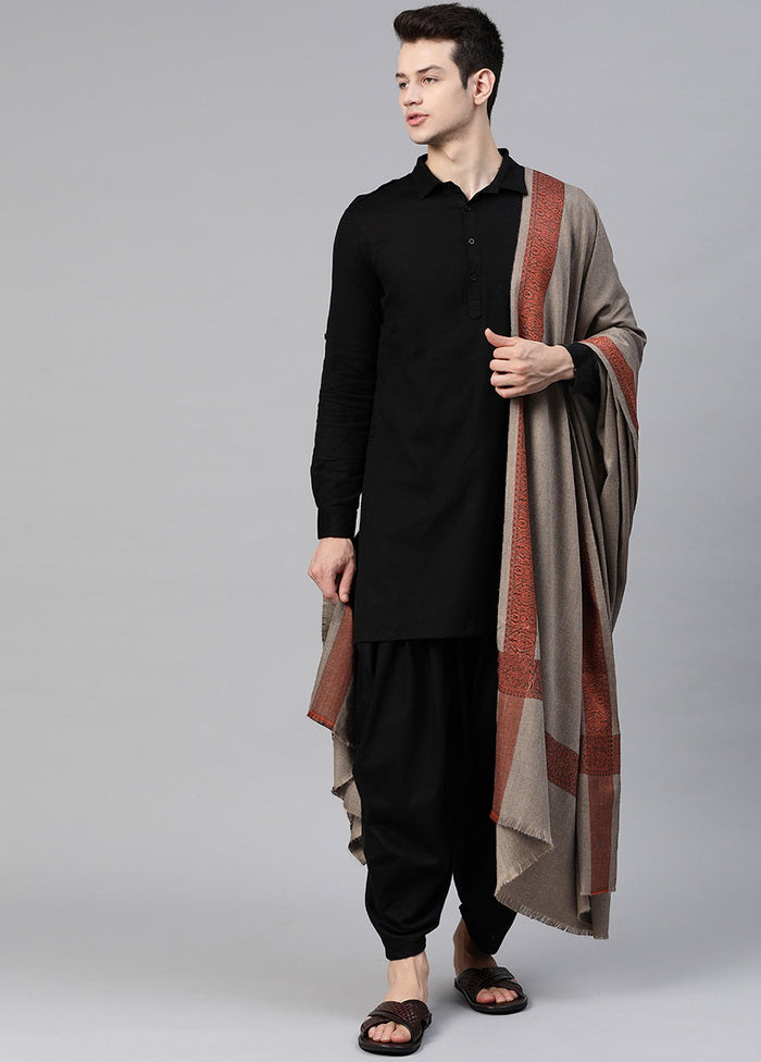 Grey Poly Wool Woven Shawl - Indian Silk House Agencies