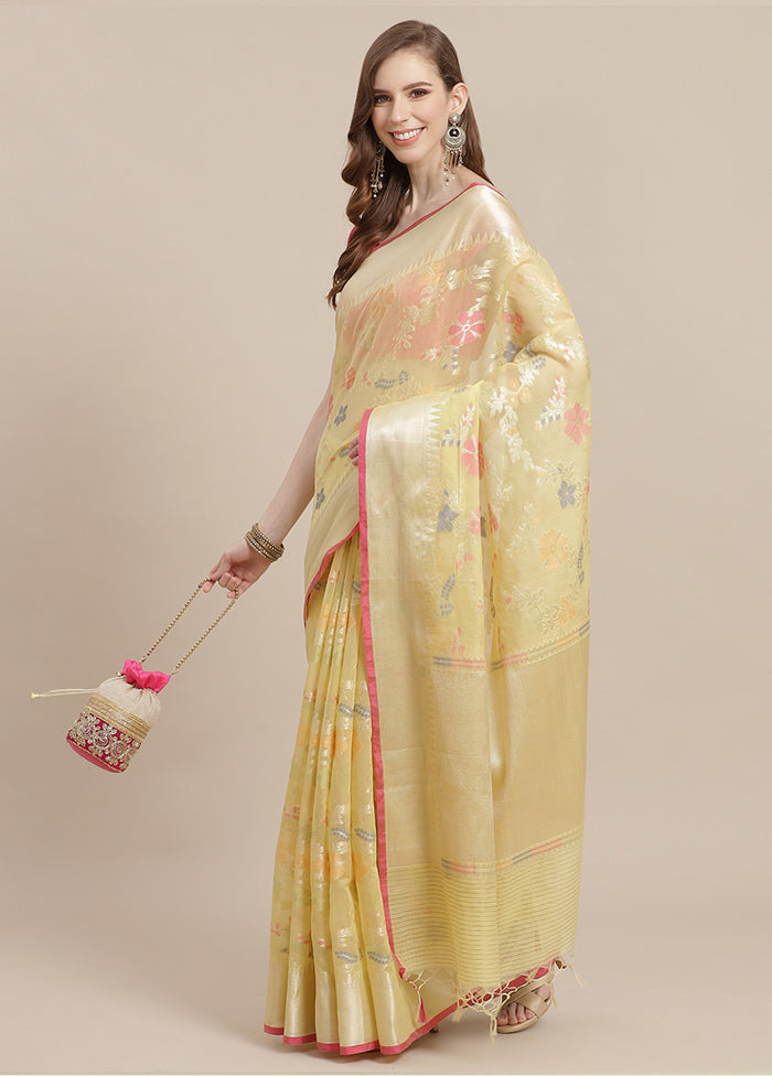 Gold Cotton Zari Saree Without Blouse Piece - Indian Silk House Agencies