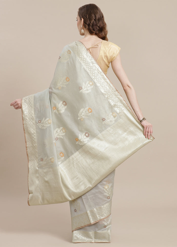 Grey Cotton Zari Saree Without Blouse Piece - Indian Silk House Agencies