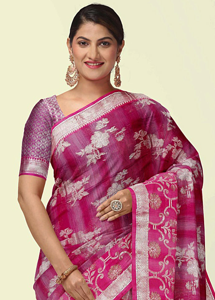 Magenta Silk Zari Saree Without Blouse Piece - Indian Silk House Agencies