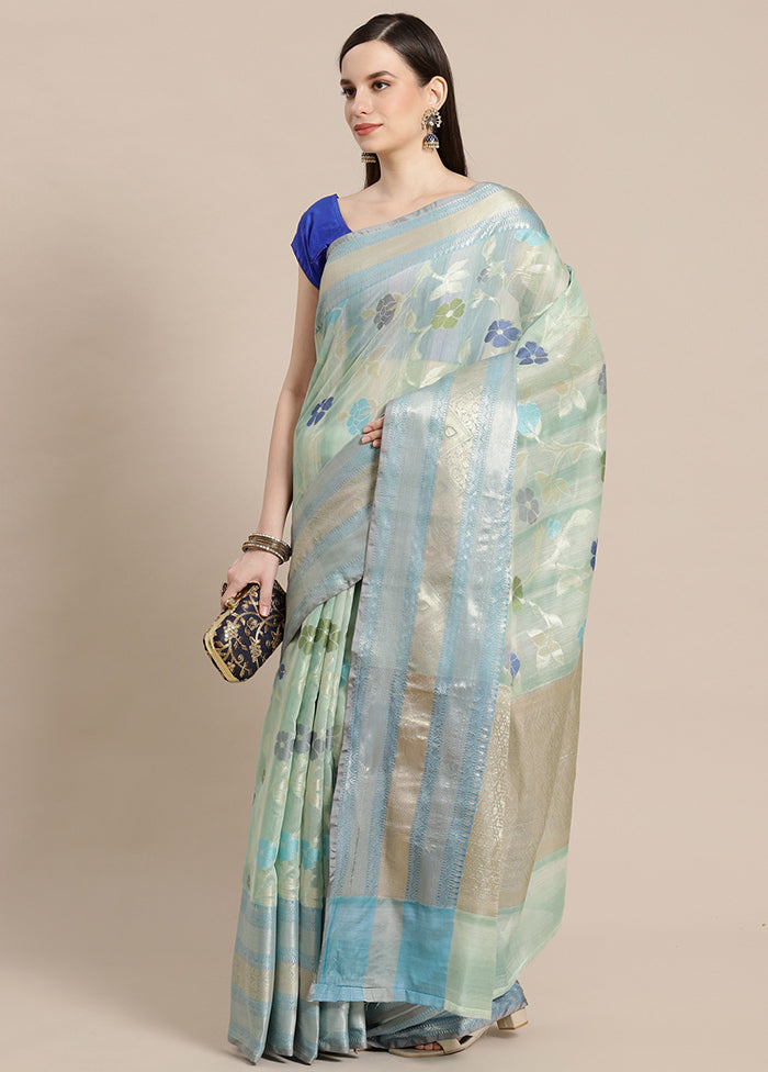 Turquoise Matka Silk Zari Saree Without Blouse Piece - Indian Silk House Agencies