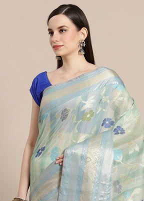 Turquoise Matka Silk Zari Saree Without Blouse Piece - Indian Silk House Agencies